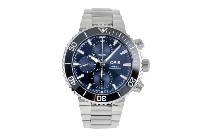 Oris Aquis Date chronograph steel automatic men's watch 01 774 7743 4155-07 8 24 05PEB LP: 3700EUR [2507472]