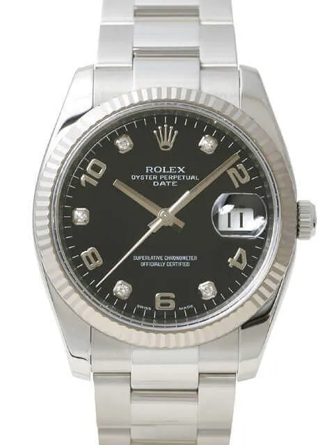 Rolex Oyster Perpetual Date 34 115234 Schwarz Diamant