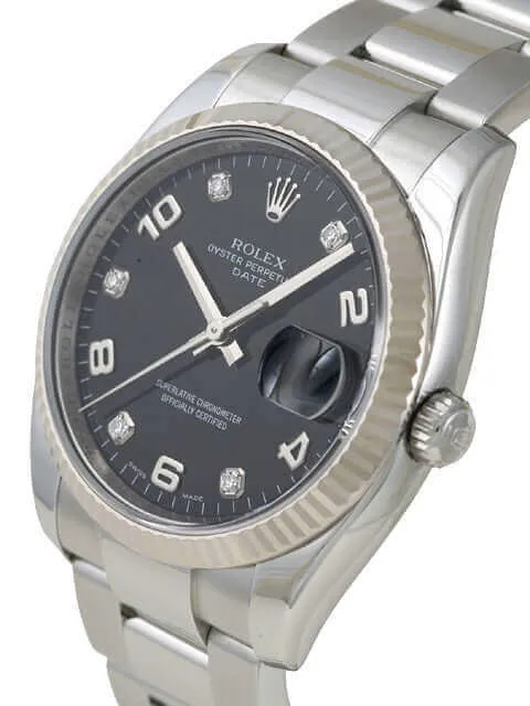 Rolex Oyster Perpetual Date 34 115234 Schwarz Diamant