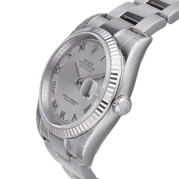 Rolex Datejust 36 116234 Rhodium Römisch