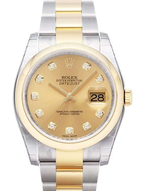 Rolex Datejust 36 116203 Stahl Gold Champagner Diamant