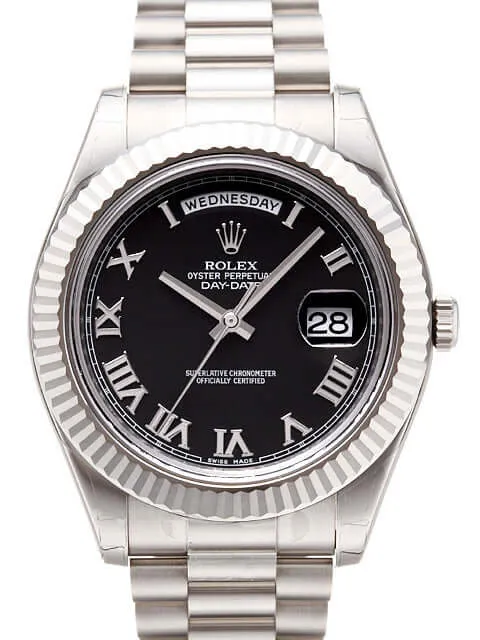 Rolex Day-Date II 218239 Weißgold Schwarz Römisch