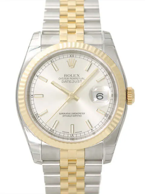 Rolex Datejust 36 116233 Stahl Gold Silber Index Jubile-Band