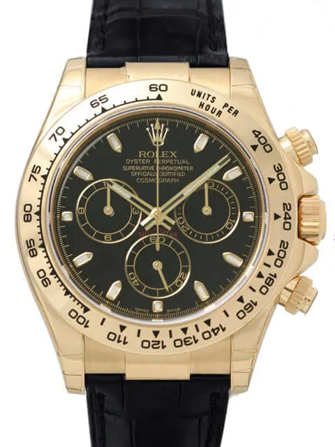 Rolex Cosmograph Daytona 116518 Gelbgold Leder Schwarz Index