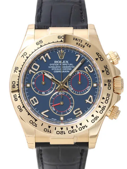 Rolex Cosmograph Daytona 116518 Gelbgold Leder Blau