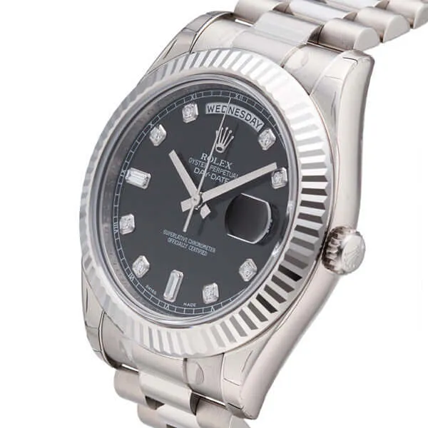 Rolex Day-Date II 218239 Weißgold Schwarz Diamant