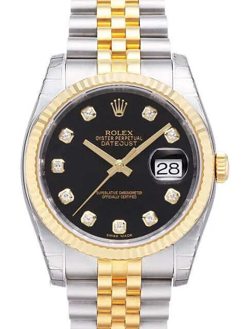 Rolex Datejust 36 116233 Schwarz Diamant Jubile-Band