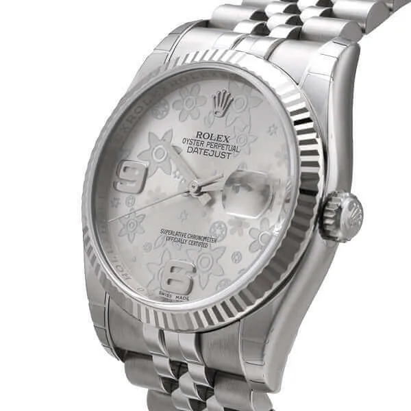 Rolex Datejust 36 116234 Silber Floral Jubile-Band