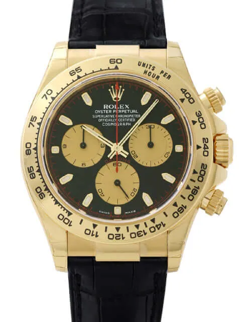 Rolex Cosmograph Daytona 116518 Gelbgold Leder Schwarz Champagner