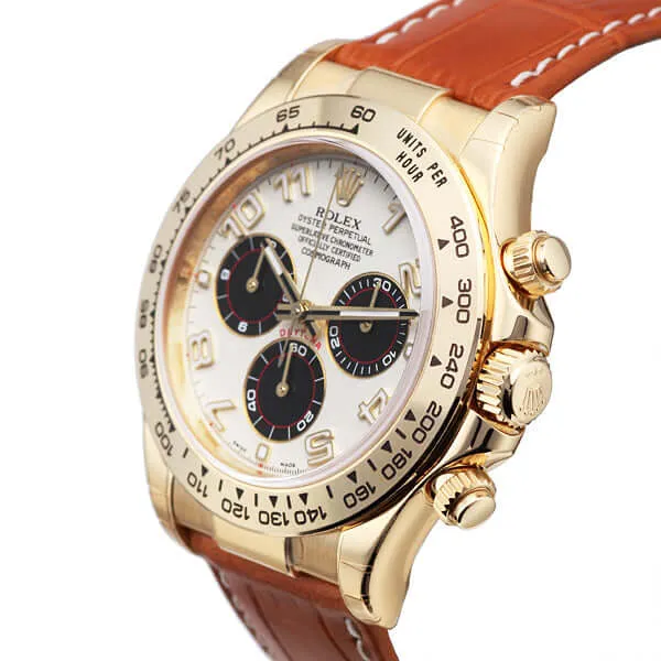 Rolex Cosmograph Daytona 116518 Gelbgold Leder Weiß Schwarz