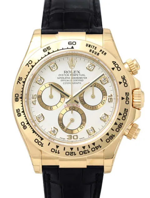 Rolex Cosmograph Daytona 116518 Gelbgold Leder Weiß Diamant