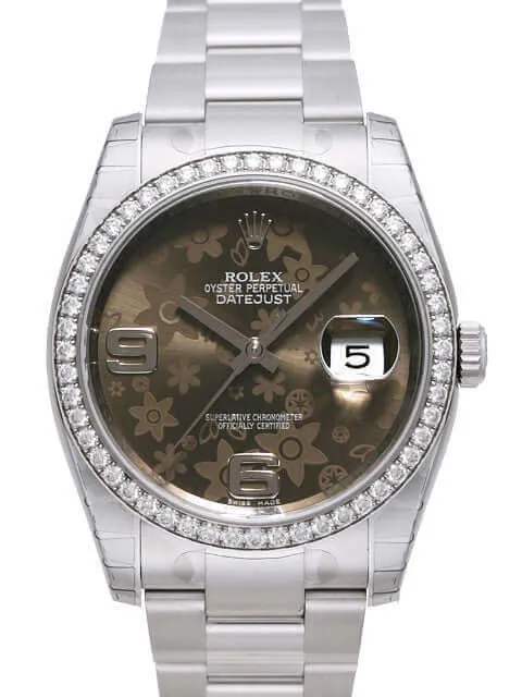 Rolex Datejust 36 Edelstahl Weißgold Diamant Lünette 116244 Bronze Floral