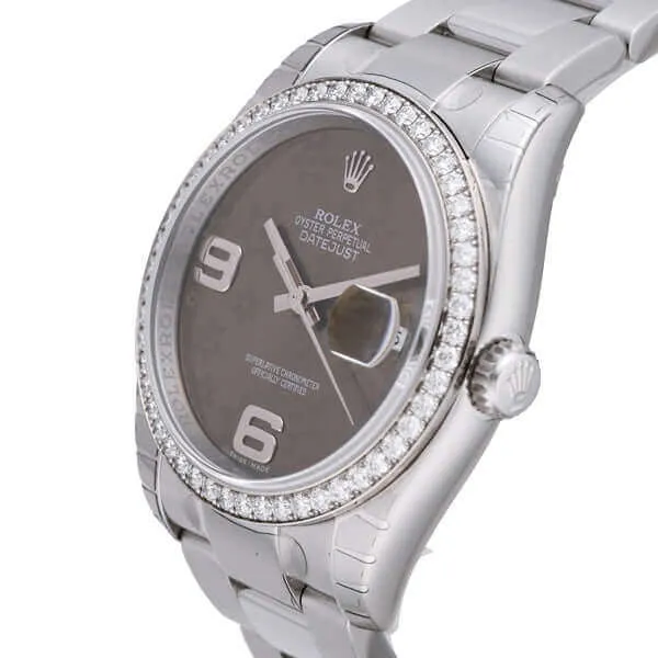 Rolex Datejust 36 Edelstahl Weißgold Diamant Lünette 116244 Bronze Floral