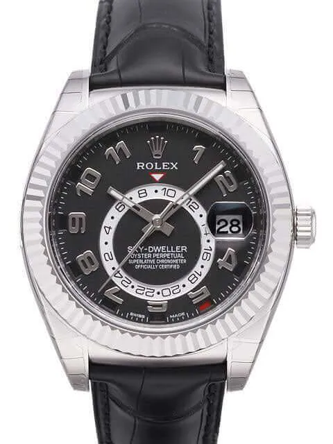 Rolex Sky-Dweller 326139 Weißgold Leder Schwarz