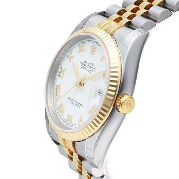Rolex Datejust 36 116233 Edelstahl Gelbgold Weiß Römisch Jubile-Band