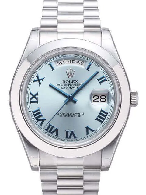 Rolex Day-Date II Platin 218206 Eisblau Römisch