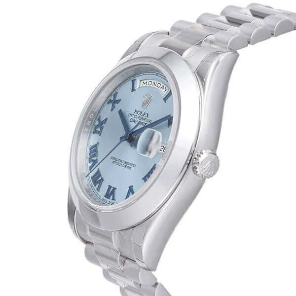 Rolex Day-Date II Platin 218206 Eisblau Römisch