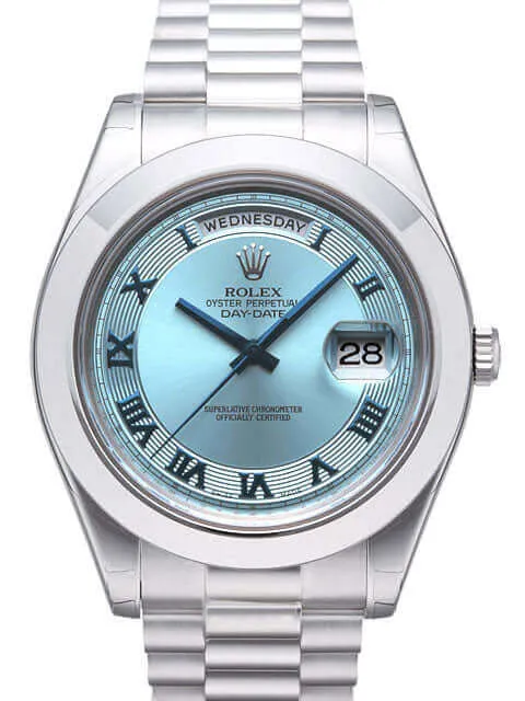 Rolex Day-Date II Platin 218206 Eisblau Römisch Con