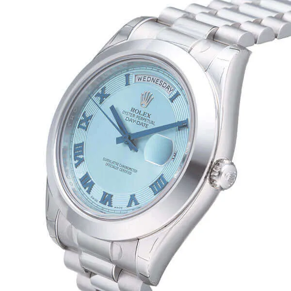 Rolex Day-Date II Platin 218206 Eisblau Römisch Con