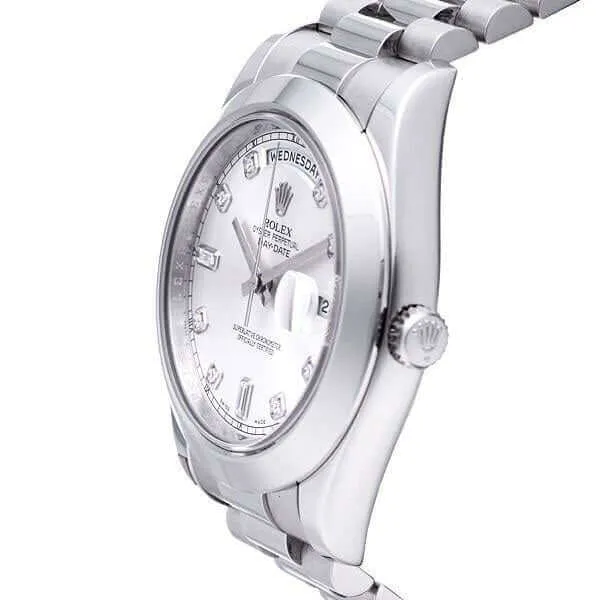 Rolex Day-Date II Platin 218206 Silber Diamant