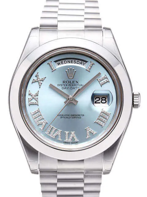 Rolex Day-Date II Platin 218206 Eisblau Römisch Diamant