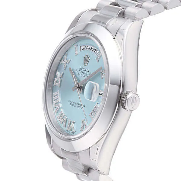 Rolex Day-Date II Platin 218206 Eisblau Römisch Diamant