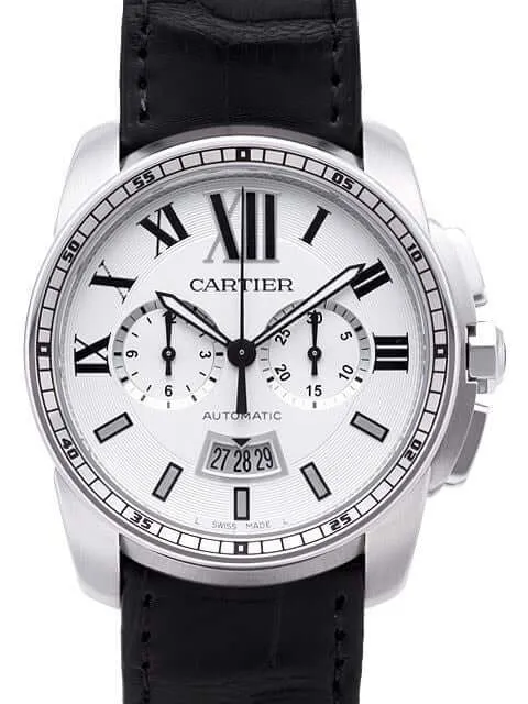 Cartier Calibre de Cartier W7100046 Chronograph Stahl Leder