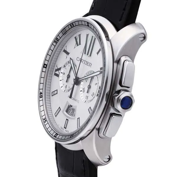 Cartier Calibre de Cartier W7100046 Chronograph Stahl Leder