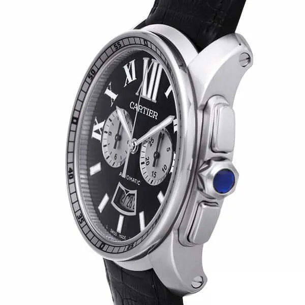 Cartier Calibre de Cartier W7100060 Chronograph Stahl Leder