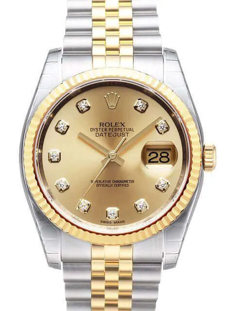 Rolex Datejust 36 116233 Champagner Diamant Jubile-Band