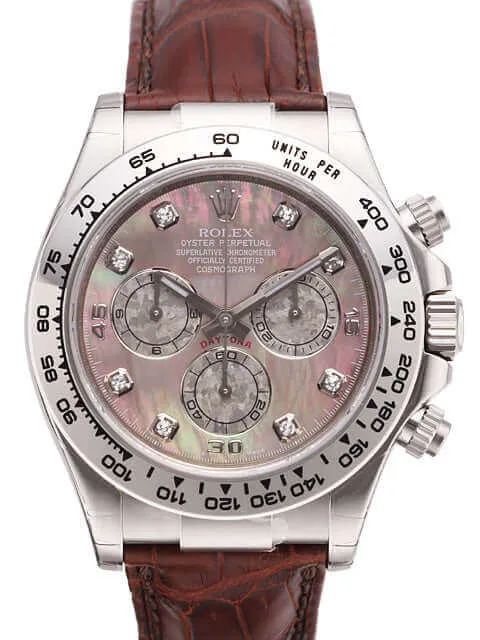 Rolex Cosmograph Daytona 116519 Weißgold Leder Perlmutt Diamant