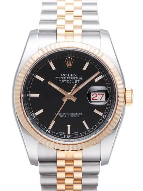 Rolex Datejust 36 116231 Schwarz Index Jubile-Band