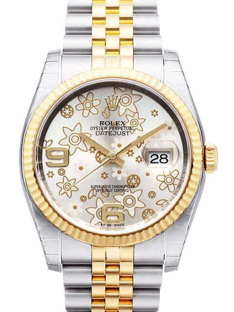 Rolex Datejust 36 116233 Silber Floral Jubile-Band
