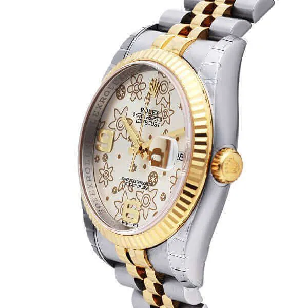 Rolex Datejust 36 116233 Silber Floral Jubile-Band