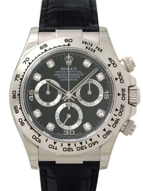 Rolex Cosmograph Daytona 116519 Weißgold Leder Schwarz Diamant
