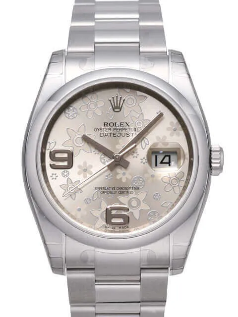 Rolex Oyster Datejust 36 116200 Silber Floral