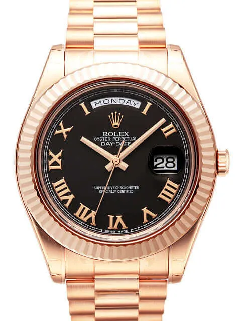Rolex Day-Date II 218235 Rosegold Schwarz Römisch