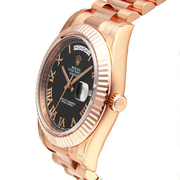 Rolex Day-Date II 218235 Rosegold Schwarz Römisch