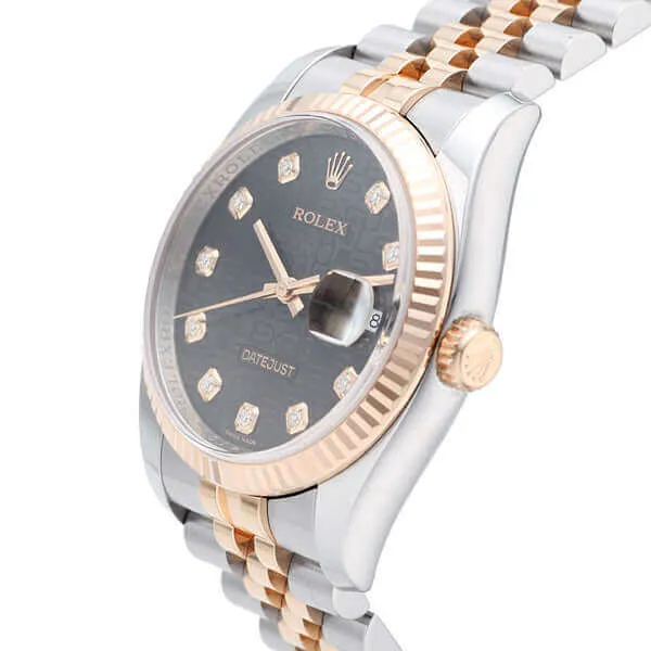 Rolex Datejust 36 116231 Schwarz Diamant Jubile-Band