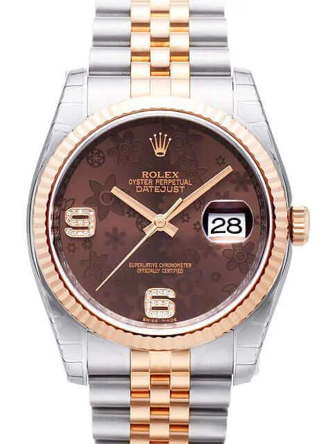 Rolex Datejust 36 116231 Schoko Floral Diamant Jubile-Band