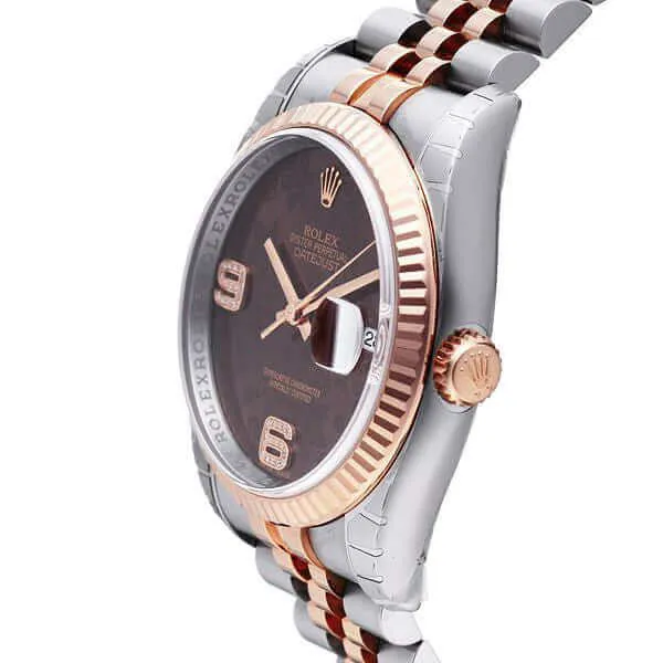 Rolex Datejust 36 116231 Schoko Floral Diamant Jubile-Band