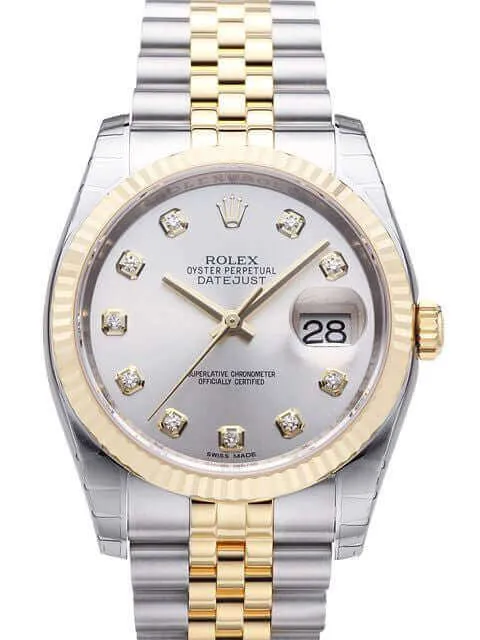 Rolex Datejust 36 116233 Silber Diamant Jubile-Band