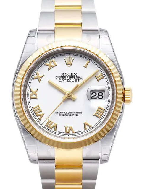 Rolex Datejust 36 116233 Weiß Römisch