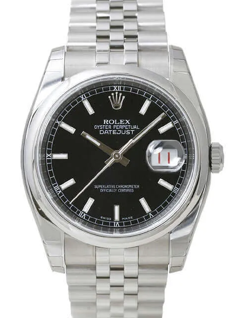 Rolex Oyster Datejust 36 116200 Schwarz Index Jubile-Band