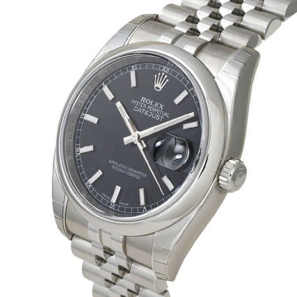 Rolex Oyster Datejust 36 116200 Schwarz Index Jubile-Band