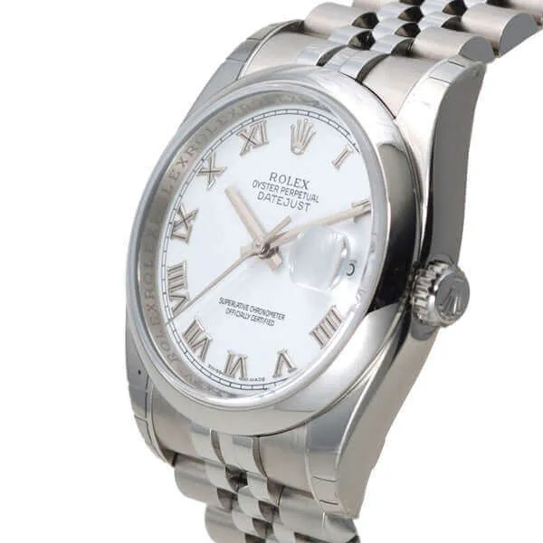 Rolex Oyster Datejust 36 116200 Weiß Römisch Jubile-Band