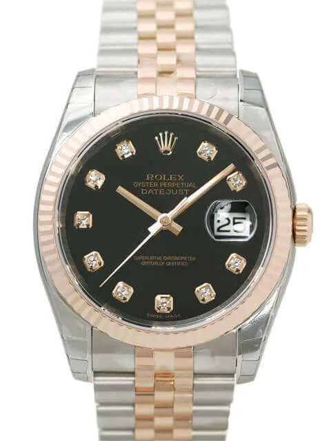 Rolex Datejust 36 116231 Schwarz Diamant Jubile-Band