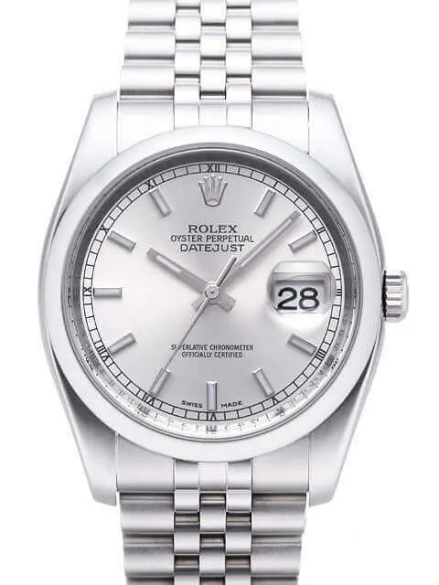 Rolex Oyster Datejust 36 116200 Silber Jubile-Band