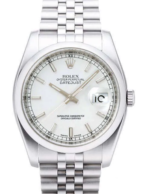 Rolex Oyster Datejust 36 116200 Weiß Jubile-Band