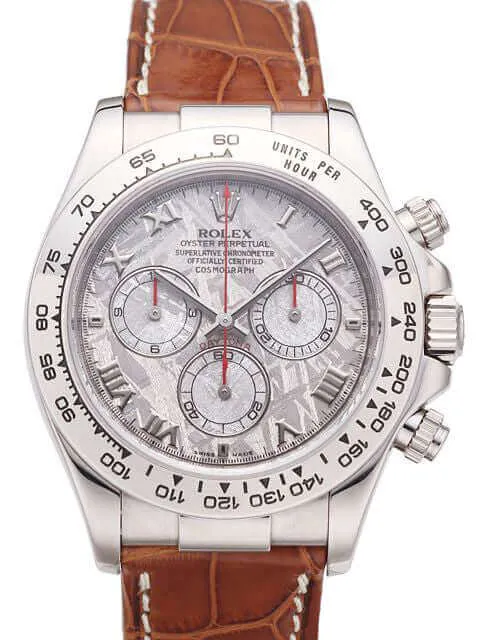 Rolex Cosmograph Daytona 116519 Weißgold Meteorit Leder braun
